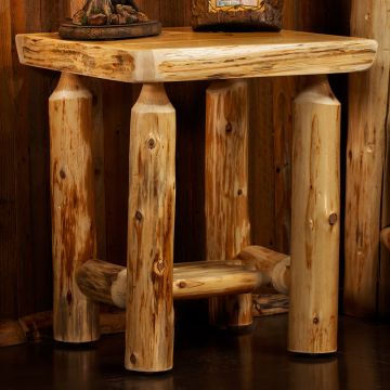 Cedar Lake Log Night Table--Honey finish