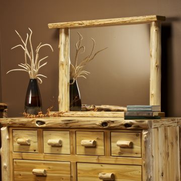Cedar Lake Log Dresser Mirror--Clear finish