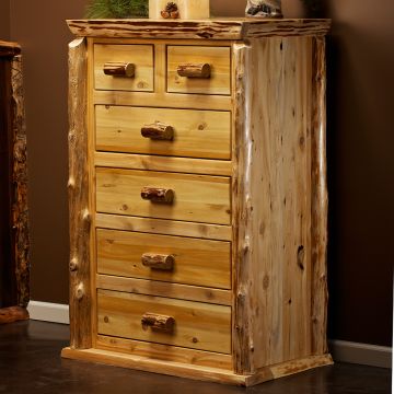 Cedar Lake Lodge 6 Drawer High Boy Chest--Clear finish