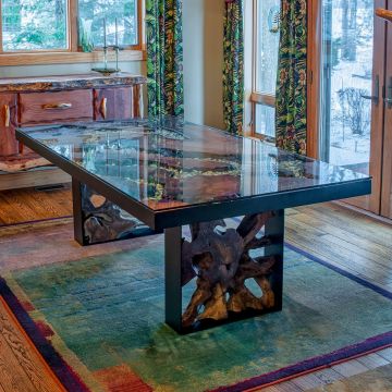A River Runs Through It Rectangular Dining Table - Glass Top Not Included