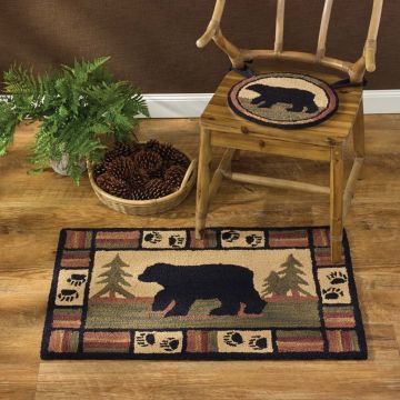 Adirondack Black Bear Hooked Area Rug