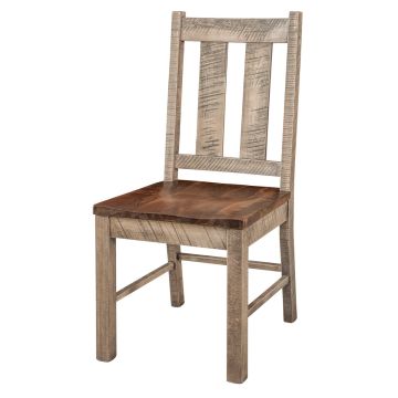 Alamo Rough Sawn Single Bend Dining Side Chair - Mineral Chair Frame Finish - Wood Seat (Almond Finish)
