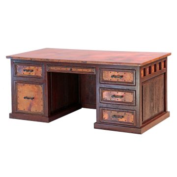 Alma Hammered Copper 5 Drawer Executive Desk 