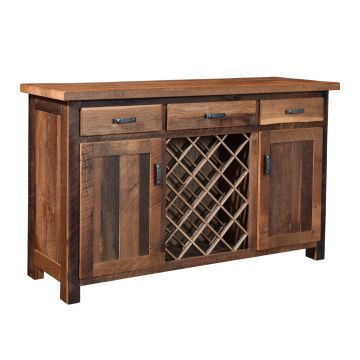 Almanzo Pioneer 3 Drawer Barn Wood Wine Server - Clear Finish