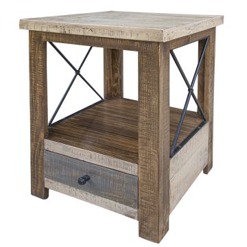 Andaluz Rustic 1 Drawer Barnwood End Table