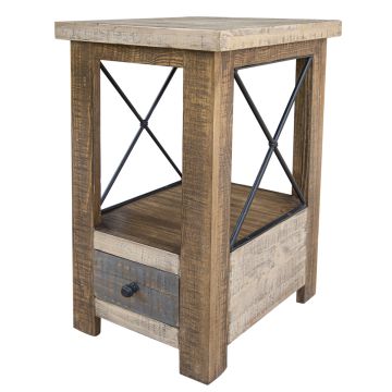 Andaluz Rustic 1 Drawer Barnwood Side Table