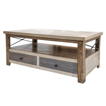Andaluz Rustic 4 Drawer Barnwood Coffee Table