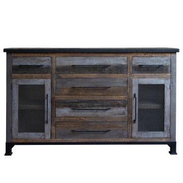 Antique Gray 6 Drawer Barnwood Buffet
