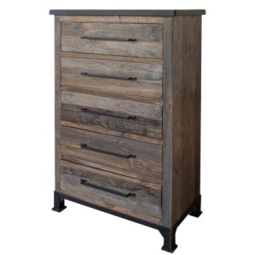 Antique Gray 5 Drawer Barnwood Chest