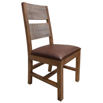 Antique Multi-Color Barnwood Double Panel Back Dining Chair