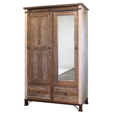 Antique Sliding Door Barnwood Armoire
