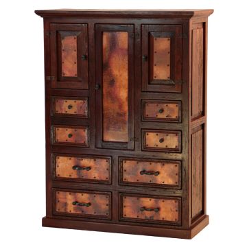 Antiqued Brown Hammered Copper Armoire