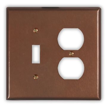 Antique 1 Toggle 1 Outlet Copper Switch Plate