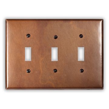 Antique 3 Toggle Copper Switch Plate
