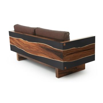 Urban Rustic Wildwood Cushioned Sofa - Back View - Brown Leather Cushions