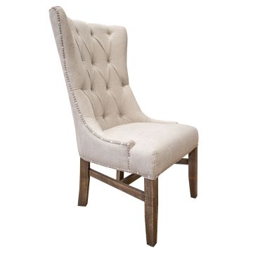 Aruba Antique Rustic Deluxe Upholstered Barnwood Wingback Dining Chair