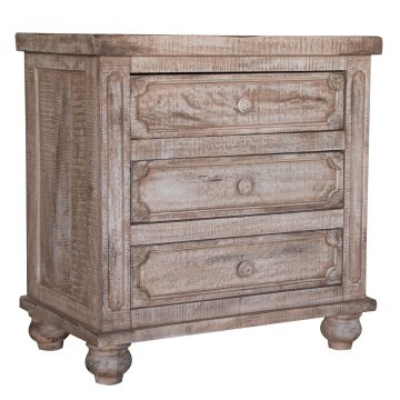 Aruba Antique Rustic 3 Drawer Barnwood Nightstand