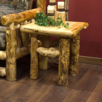 Light Aspen Log End Table