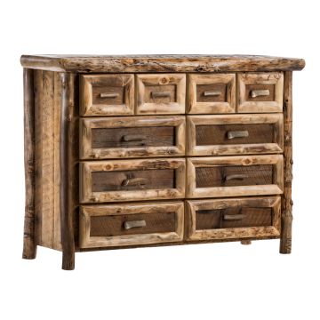 Yosemite Aspen & Barnwood 10 Drawer Log Dresser--Clear finish, Light aspen, Standard logs