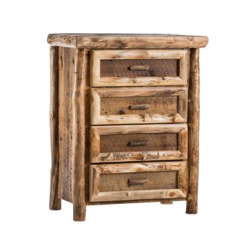 Yosemite Aspen & Barnwood 4 Drawer Log Chest--Clear finish, Light aspen, Standard logs
