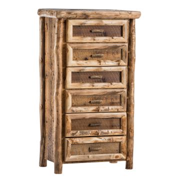 Yosemite Aspen & Barnwood 6 Drawer Log Chest--Clear finish, Light aspen, Standard logs