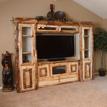 Light Aspen Rustic Entertainment Center