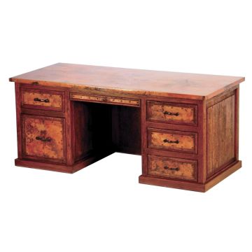 Austere Hammered Copper 5 Drawer Executive Desk