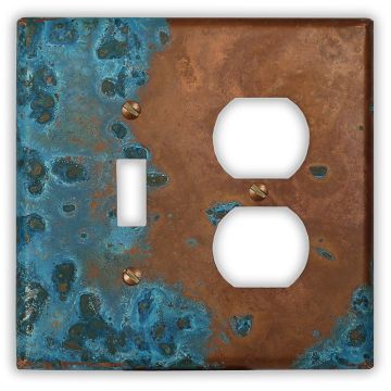Azul 1 Toggle 1 Outlet Copper Switch Plate