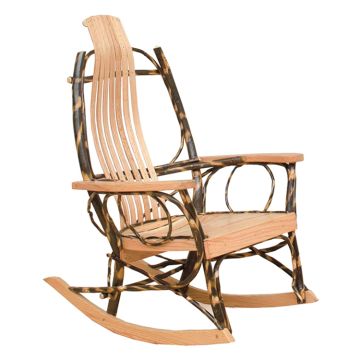 7 slat flat arm hickory rocker