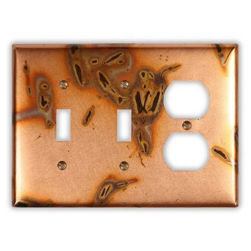 Bamboo 2 Toggle 1 Outlet Copper Switch Plate