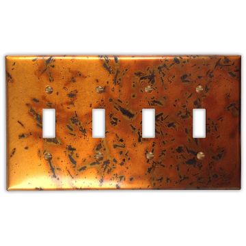 Bamboo Golden 4 Toggle Copper Switch Plate