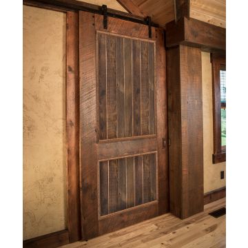 Timber Frame Barnwood Sliding Door--Clear Finish
