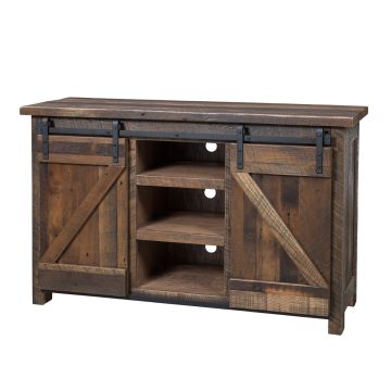 Reclaimed Barn Wood Barn Door TV Stand - Glaze #3 Finish