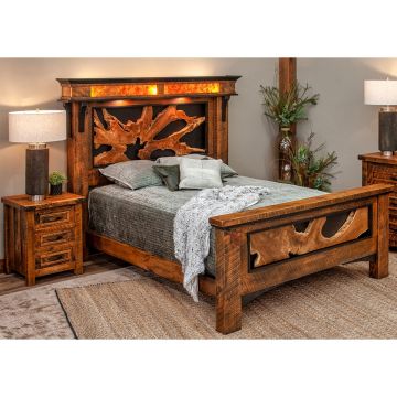 Rustic Barnwood Teak Slab Panel Bed