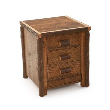 Barnwood and Hickory 3 Drawer Nightstand 