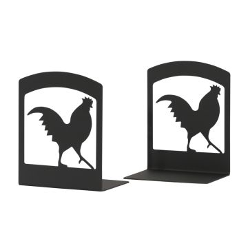 Wrought Iron Rooster Book Ends