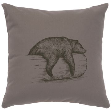 Bear On A Log Image Decor Pillow - Chrome Cotton
