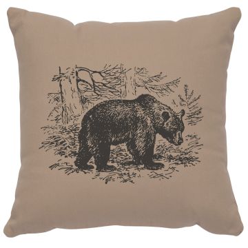 Bear Scene Decor Pillow - Alabaster Cotton