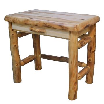 Beartooth Aspen 1 Drawer Log Writing Desk - 36" - Wild Panel & Natural Log - Standard Top Finish