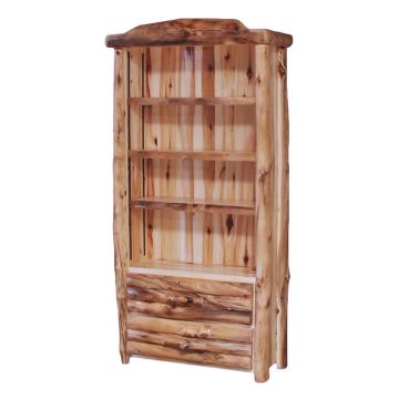Beartooth Aspen 2 Drawer XL Bookcase - 39" - Half Log Drawers - Wild Panel & Natural Log