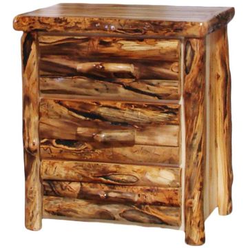 Beartooth Aspen 3 Drawer Log Chest - 33" - Half Log Fronts - Wild Panel & Gnarly Log
