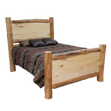 Beartooth Aspen Grand Meadows Traditional Log Bed - Queen - Natural Panel & Natural Log