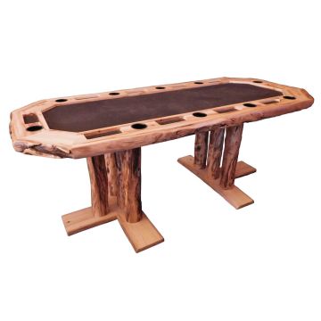 Beartooth Aspen Grande Log Pub Poker Table - 96" - Wild Panel & Gnarly Log - Brown Felt