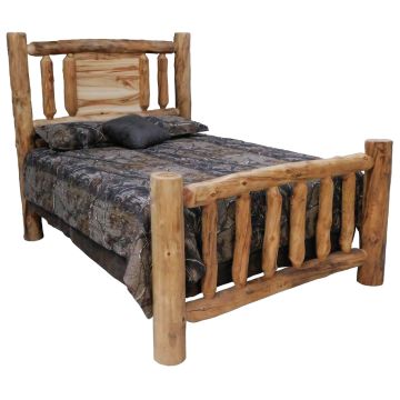 Beartooth Aspen Lakeside Traditional Log Bed - Queen - Wild Panel & Natural Log