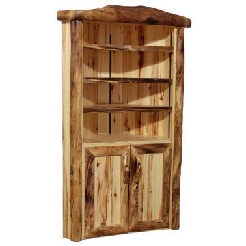 Beartooth Aspen Legacy Corner Log Cabinet - 39" - Half Log Front - Wild Panel & Natural Log