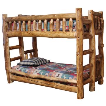 Beartooth Aspen Log Bunk Bed - Twin over Twin - Natural Log
