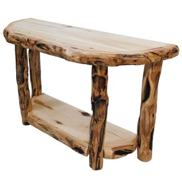 Beartooth Aspen Log Foyer Table - 48" - Natural Panel & Gnarly Log