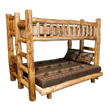 Beartooth Aspen Log Futon Bunk Bed-Twin over Full-Natural Log