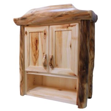 Beartooth Aspen Double Door Log Toilet Topper - Flat Front - 33" - Natural Panel & Natural Log
