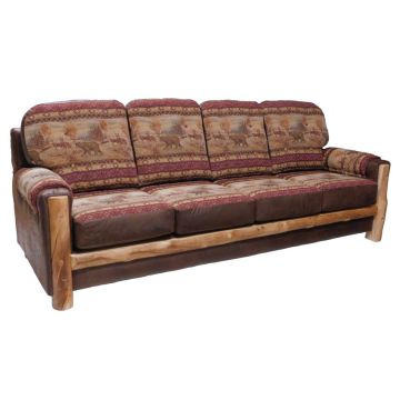 Beartooth Aspen Mountain Comfort Upholstered Four Seat Sofa - Natural Log - Vail Harvest Main Upholstery